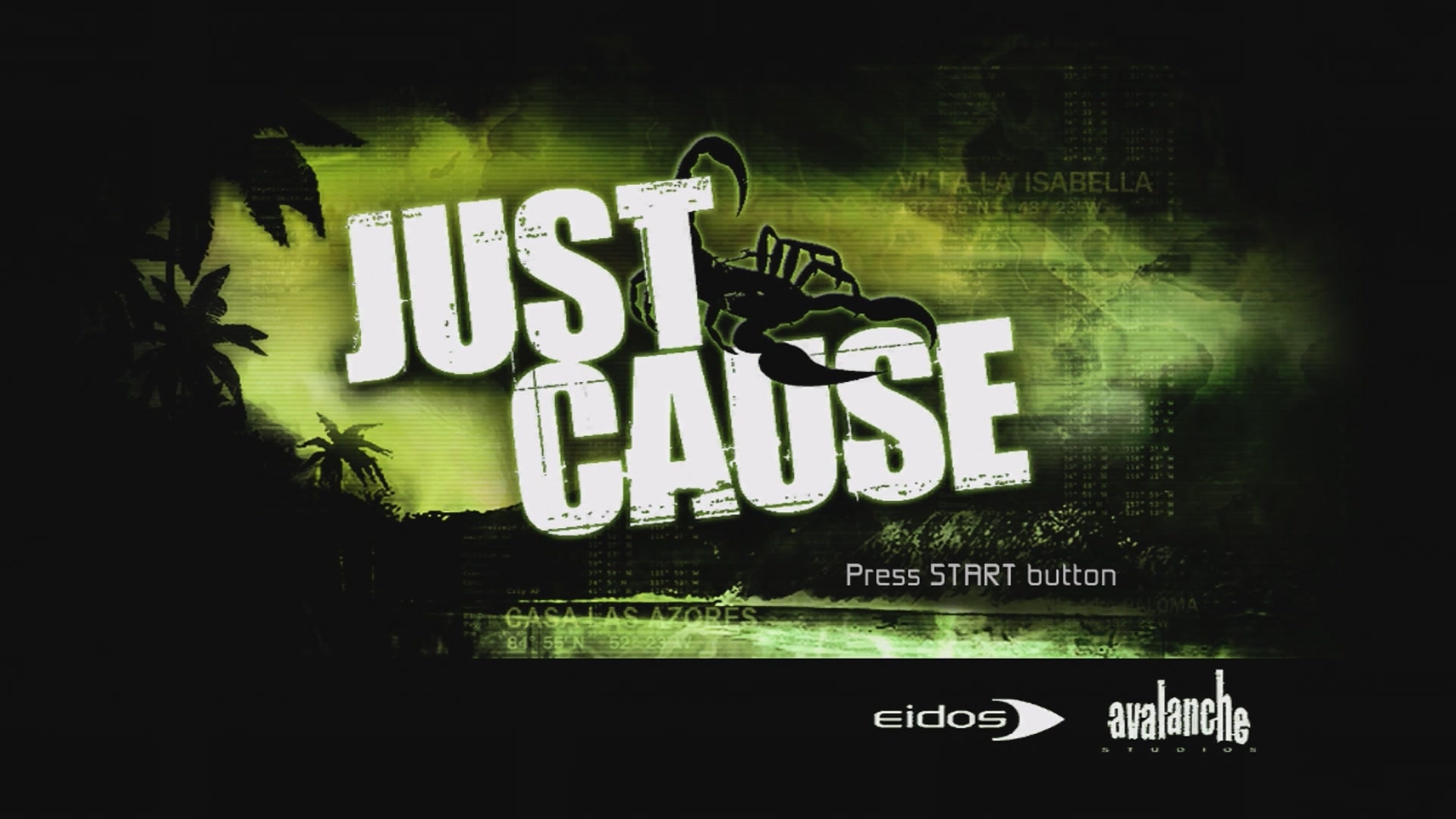 Just Cause title screen for Xbox 360